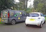 Little Green Energy Company van next to our Renault Zoe